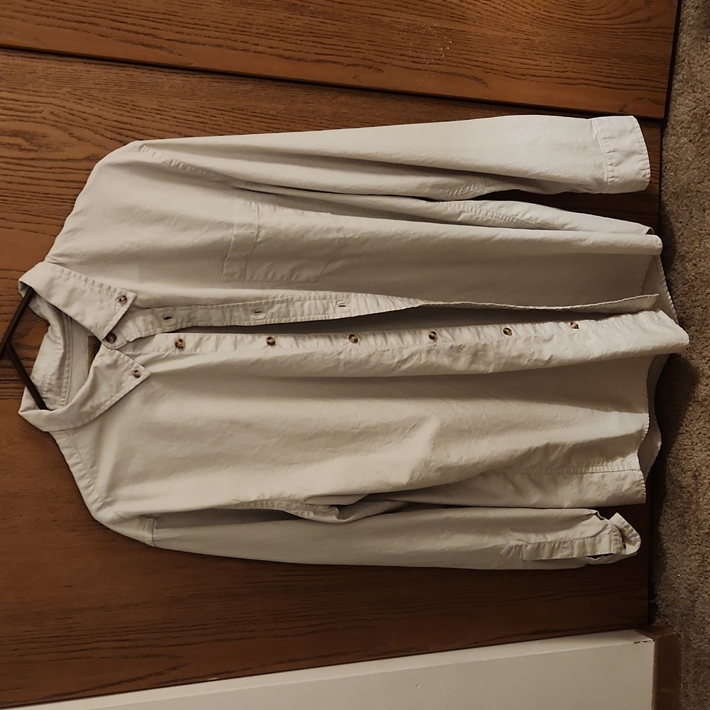Tan button-down shirt